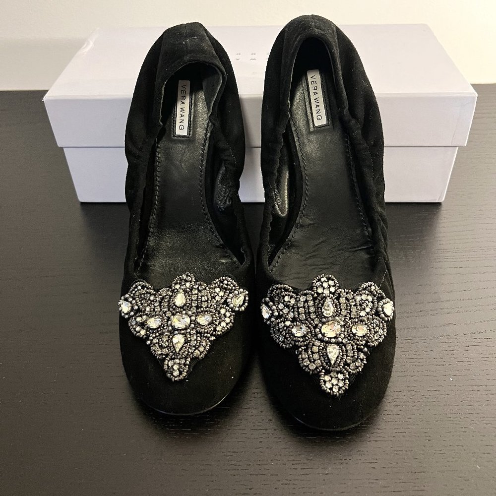 Vera Wang Jeweled Toe Ballet Flats
